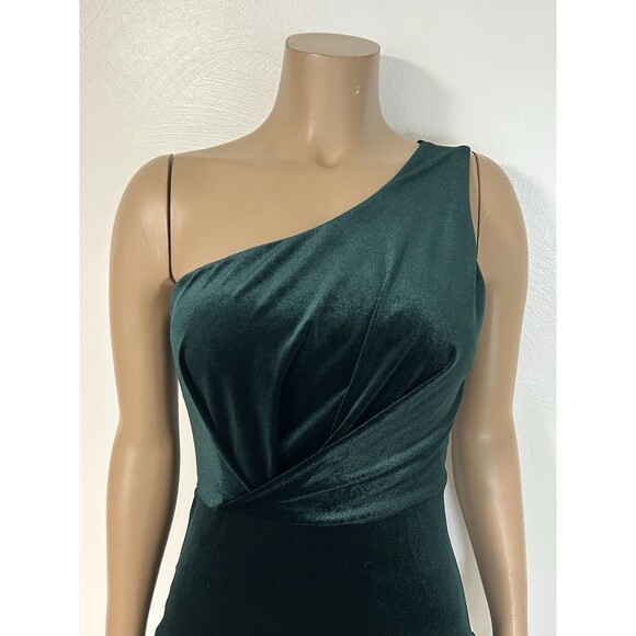 NWT Lulus Candlelit Dark Emerald Green Velvet One Shoulder Bodycon Dress Small - Picture 4 of 7